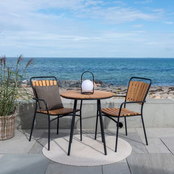 Runt trädgårdsbord 70x70x74 cm i teak och metall - CLEVY
