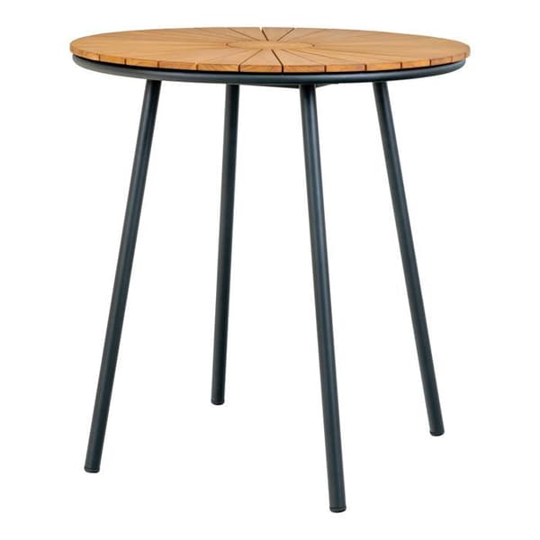 Runt trädgårdsbord 70x70x74 cm i teak och metall - CLEVY