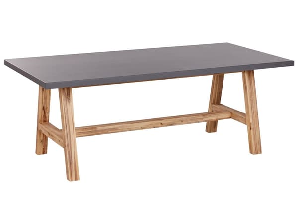 Puutarhapöytä harmaa kuitusementti vaalea akaasia 200 x 100 x 75 cm kuudelle hengelle industriaalinen tyyli