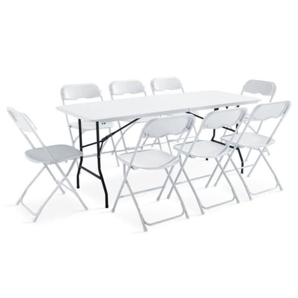 Fällbart picknickbord i harts - MOB EVENT PRO - 180 cm - Vit - Fällbart