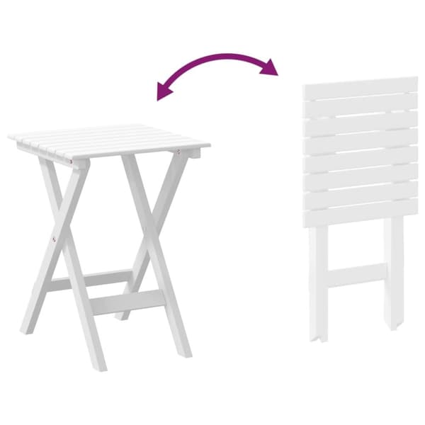 vidaXL Sammenleggbart sidebord hvit heltre poppeltre