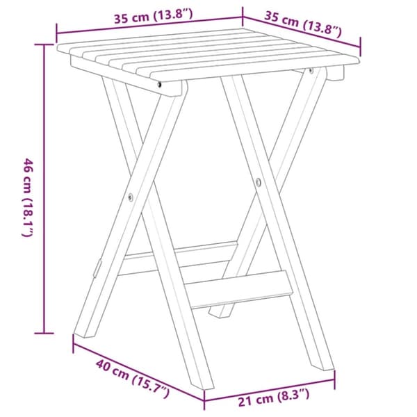 vidaXL Sammenleggbart sidebord hvit heltre poppeltre