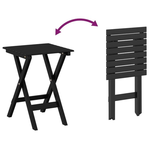 vidaXL Sammenleggbart sidebord svart heltre poppeltre