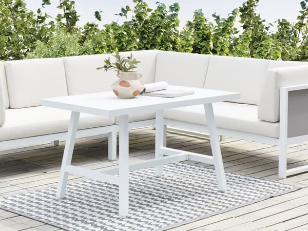 Matbord för Utomhusbruk Vit Aluminium Lamellskiva 120 x 64 cm Rektangulär Utomhus Modern Industriell