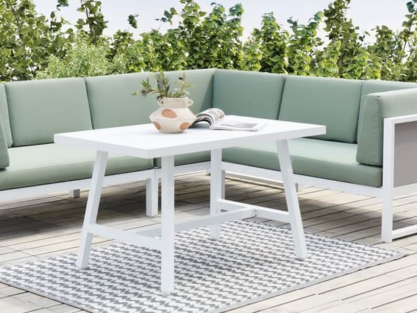 Matbord för Utomhusbruk Vit Aluminium Lamellskiva 120 x 64 cm Rektangulär Utomhus Modern Industriell