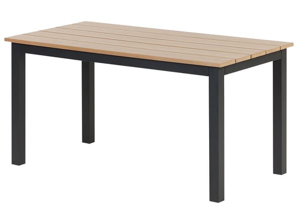Trädgårdssoffbord Ljus Plast Träskiva 96 x 52 Svart Aluminiumram
