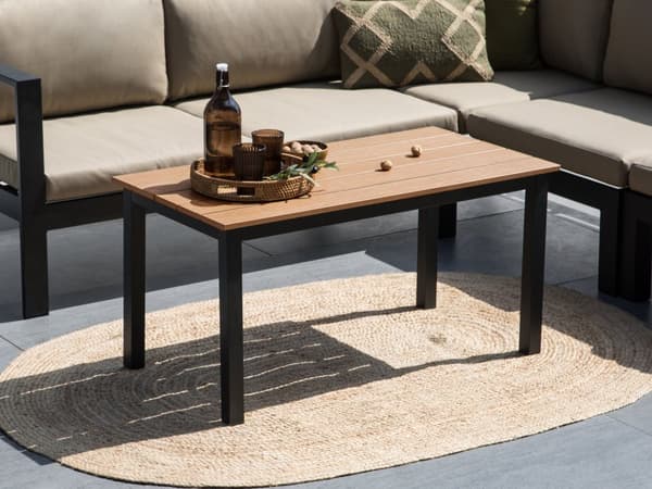 Hagebord Lyst tre Svart 96 x 52 cm Bordplate i syntetisk tre Ramme i aluminium Moderne design Sofabord Hagemøbler