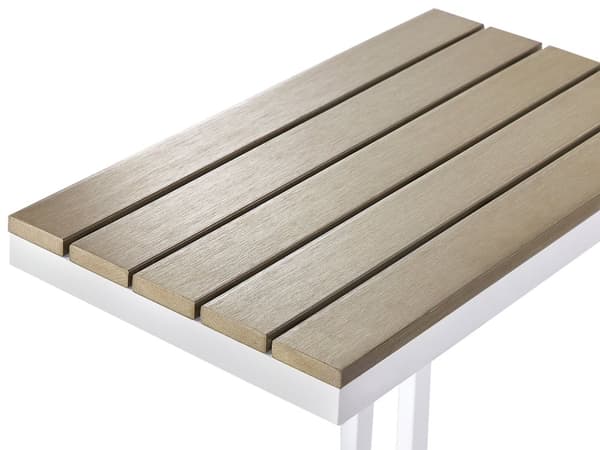 Utendørs sidebord Lyst tre Hvit 60 x 35 cm Bordplate i syntetisk tre Ramme i aluminium Moderne design Hagebord Hagemøbler