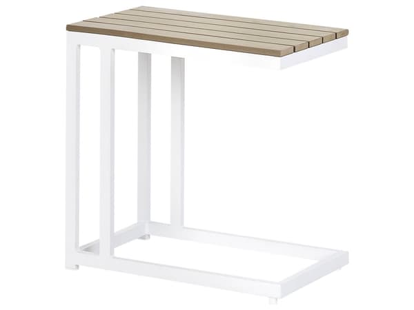 Utendørs sidebord Lyst tre Hvit 60 x 35 cm Bordplate i syntetisk tre Ramme i aluminium Moderne design Hagebord Hagemøbler