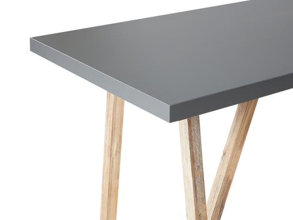 Hagebord Grå Lyst tre 140 x 70 cm Bordplate i sement Ben i akasietre Klassisk design Spisebord Hagemøbler