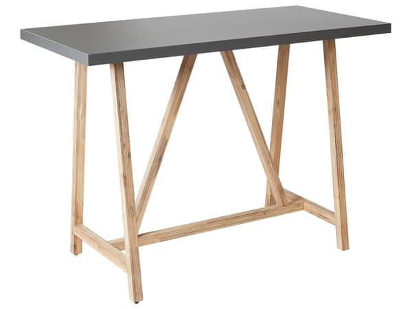 Hagebord Grå Lyst tre 140 x 70 cm Bordplate i sement Ben i akasietre Klassisk design Spisebord Hagemøbler