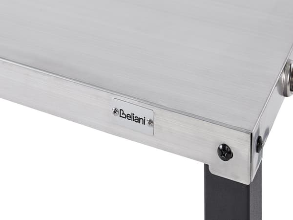 Udendørs rullebord Sort stål 2 hjul Bordplade i rustfrit stål Barkroge Hylde Moderne design Serveringsvogn Havemøbler