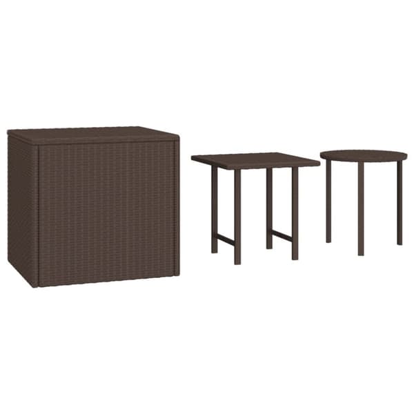 vidaXL sideborde 3 stk. til haven polyrattan brun