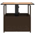 Miniatyrbillede 6 af 11: vidaXL havebord med parasolhul 55x55x46,5 cm polyrattan brun