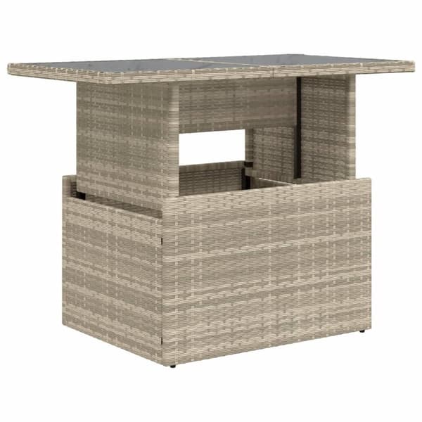 vidaXL Trädgårdsbord med glasskiva ljusgrå 100x55x73 cm konstrotting