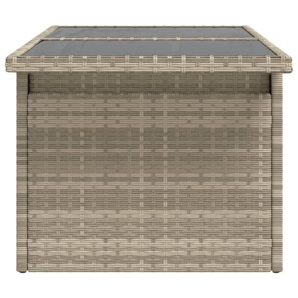 vidaXL Trädgårdsbord med glasskiva ljusgrå 100x55x73 cm konstrotting