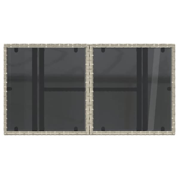 vidaXL Trädgårdsbord med glasskiva ljusgrå 100x55x73 cm konstrotting