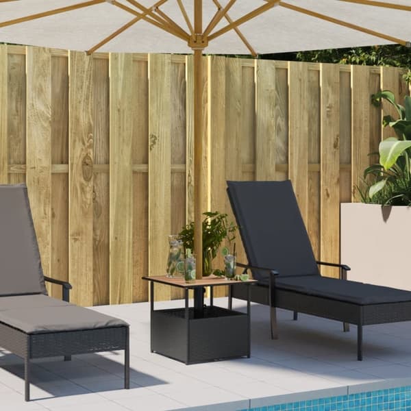vidaXL Hagebord med parasollhull svart 55x55x46,5 cm polyrotting