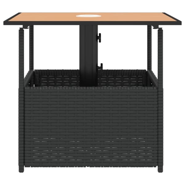 vidaXL Hagebord med parasollhull svart 55x55x46,5 cm polyrotting
