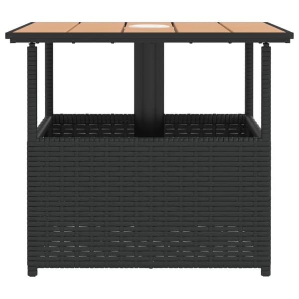 vidaXL Hagebord med parasollhull svart 55x55x46,5 cm polyrotting