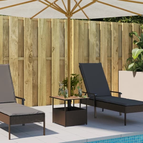 vidaXL Trädgårdsbord med parasollhål brun 55x55x46,5 cm konstrotting