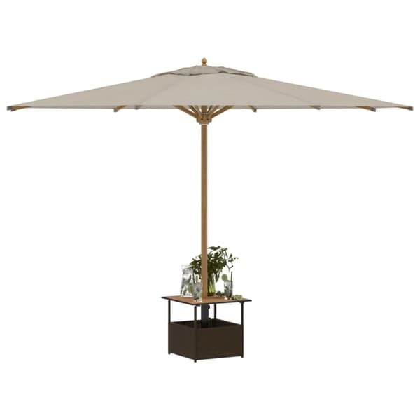 vidaXL Trädgårdsbord med parasollhål brun 55x55x46,5 cm konstrotting