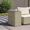 Miniatyrbillede 4 af 11: vidaXL havesidebord med glastop 58x27,5x55 cm polyrattan lysegrå