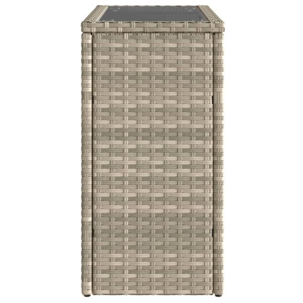 vidaXL havesidebord med glastop 58x27,5x55 cm polyrattan lysegrå