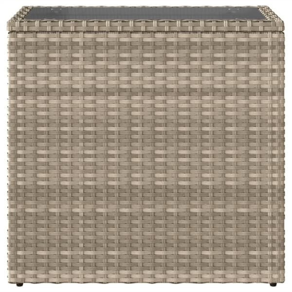 vidaXL havesidebord med glastop 58x27,5x55 cm polyrattan lysegrå