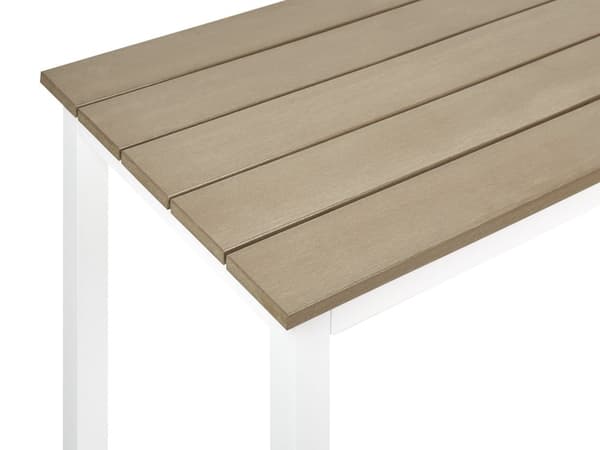 Havesofabord i lyst syntetisk træ med sort aluminiumsstel 96 x 52 cm udendørsbrug
