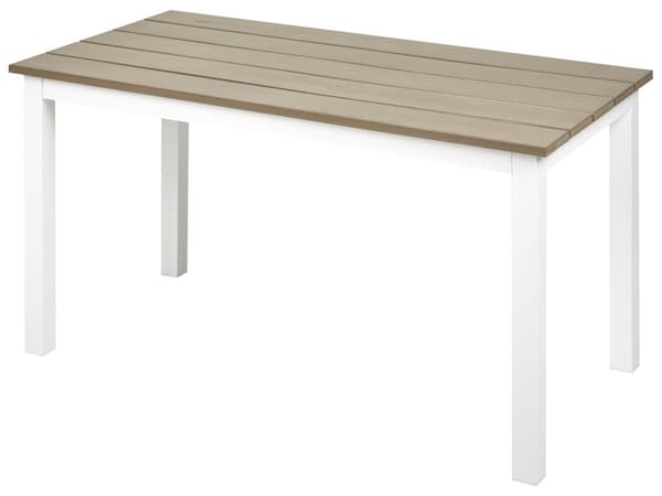 Havesofabord i lyst syntetisk træ med sort aluminiumsstel 96 x 52 cm udendørsbrug