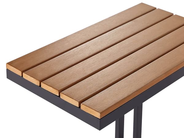 Trädgårdsbord Ljus Plast Träskiva Svart Aluminium Ram