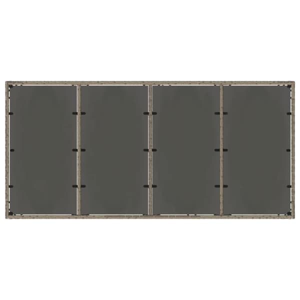 havebord med glastop 190x90x75 cm polyrattan grå
