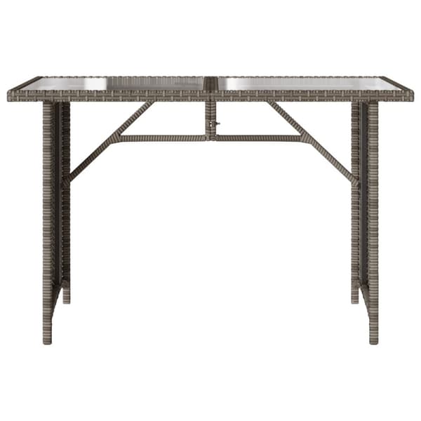 havebord med glastop 110x68x70 cm polyrattan grå
