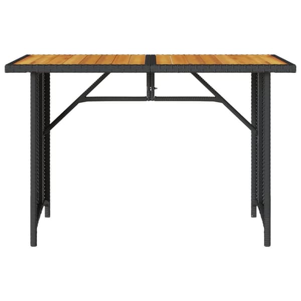 havebord med træplade 110x68x70 cm polyrattan sort