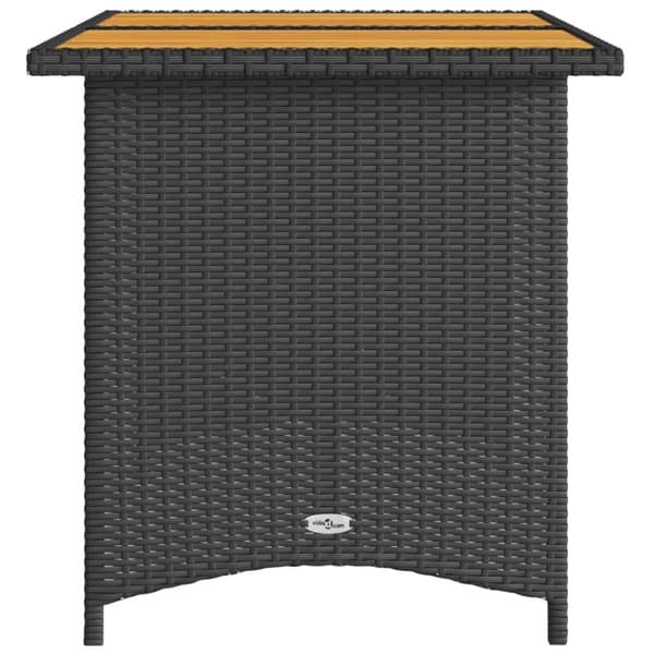 havebord med træplade 110x68x70 cm polyrattan sort