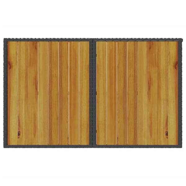 havebord med træplade 110x68x70 cm polyrattan sort