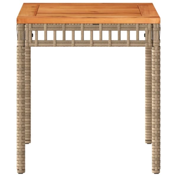 havebord 38x38x42 cm polyrattan og akacietræ beige