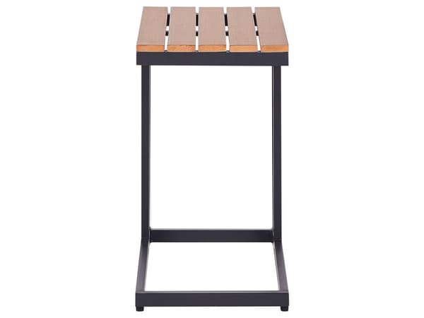 Sidebord lys plast træ sort aluminium 60 x 35 x 59 cm rektangel til udendørs brug moderne stil