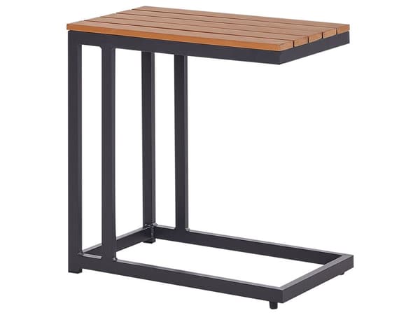 Sidebord lys plast træ sort aluminium 60 x 35 x 59 cm rektangel til udendørs brug moderne stil