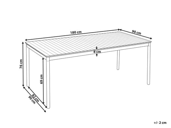 Hagebord Lyst Akasietre 180 x 90 cm for 6 personer Rektangulært Spisebord Rustikk stil