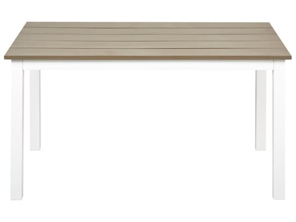 Trädgårdssoffbord Ljus Plast Träskiva 96 x 52 Vit Aluminiumram