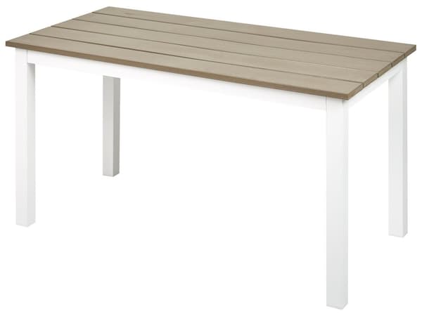 Trädgårdssoffbord Ljus Plast Träskiva 96 x 52 Vit Aluminiumram