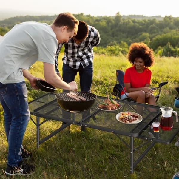 XMTECH 90x60cm Utdragbart campingbord Fällbart bord Trädgårdsbord Camping picknickbord utan stol