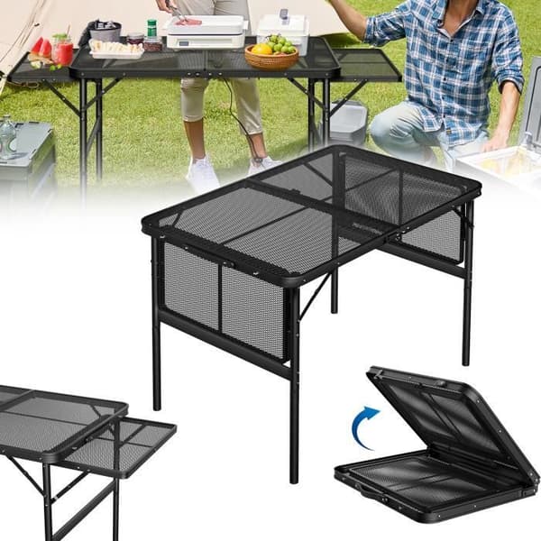 XMTECH 90x60cm Utdragbart campingbord Fällbart bord Trädgårdsbord Camping picknickbord utan stol