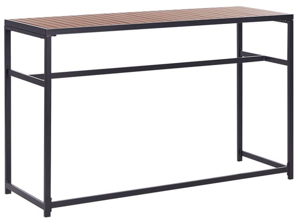 Utendørs spisebord Svart Lyst tre Metall Syntetisk tre 150 x 50 cm 2 personer Rektangulær form Moderne stil Hagebord Barbord Hagemøbler