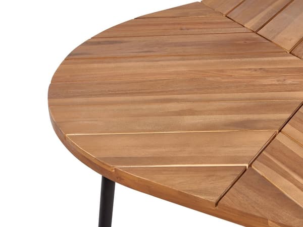 Spisebord Lyst træ Rundt bord 120 cm indendørs udendørs design med lameller moderne