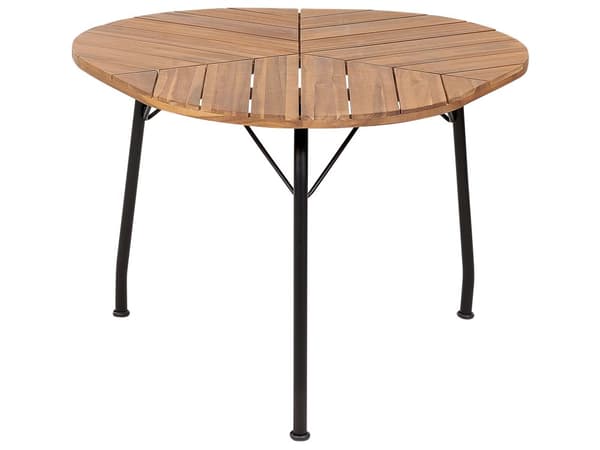 Puutarhapöytä akaasia vaalea puu 103 x 106 cm ovaali 4 hengelle öljytty moderni