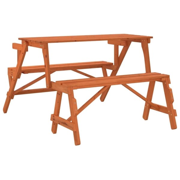 vidaXL picnicbord med bænke 2-i-1 massivt grantræ