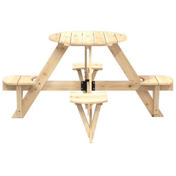 vidaXL Piknikbord for 4 barn med parasollhull rund heltre gran